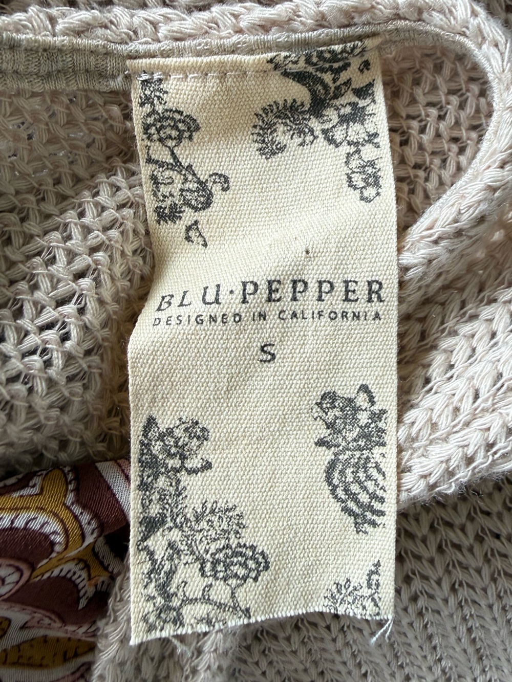 Blu Pepper Beige Knit Tank with Mustard Paisley Back Bow - Picture 2 of 8